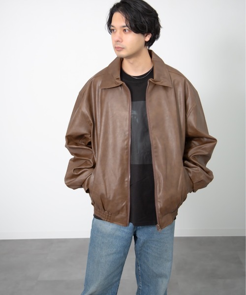 CERCA ブルゾン アウター LEMS/PU ビッグシルエットZIPブルゾン(RS