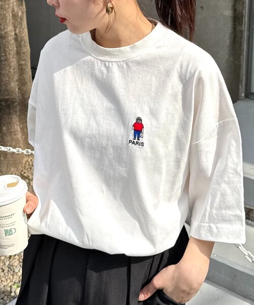 tシャツ ユニセックスワンポイント刺繍ニット レディース メンズ LANTINAM tシャツ ユニセックスワンポイント刺繍ニット