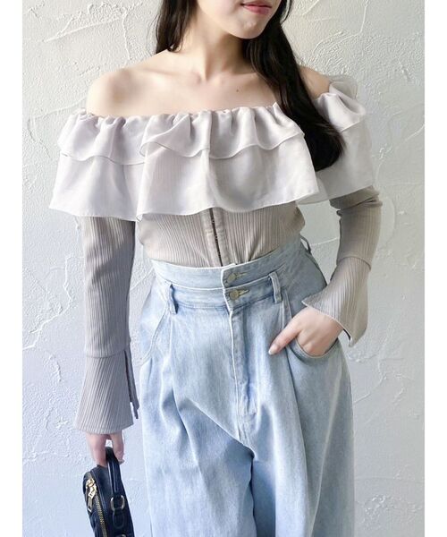 dazzlin ショルダーフリルカットトップス dazzlin tシャツ ショルダーフリルカットトップス レディース