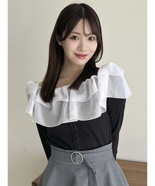 dazzlin ショルダーフリルカットトップス dazzlin tシャツ ショルダーフリルカットトップス レディース