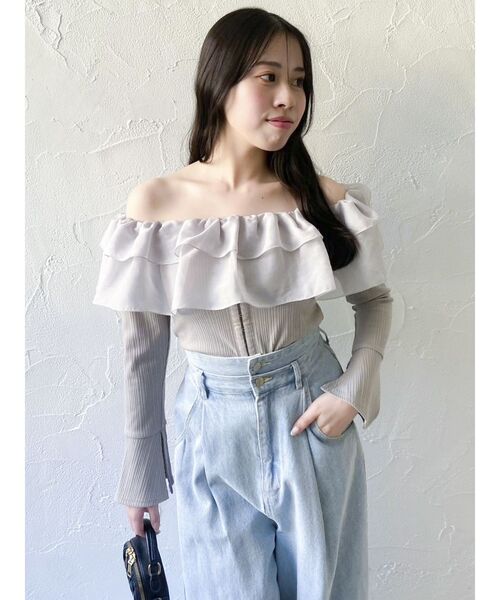 dazzlin ショルダーフリルカットトップス dazzlin tシャツ ショルダーフリルカットトップス レディース