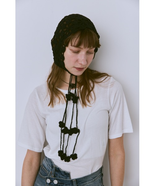 un/neu ニット帽 ニットキャップ クロシェフラワーニット帽