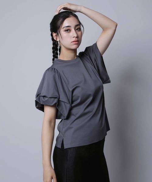 tシャツ シルケット天竺フレアースリーブプルオーバー レディース