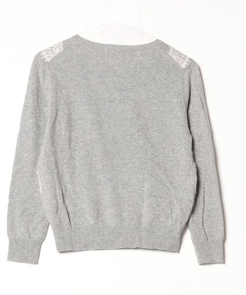 「d'un a dix」 レース長袖ニット 38 グレー レディース_画像2