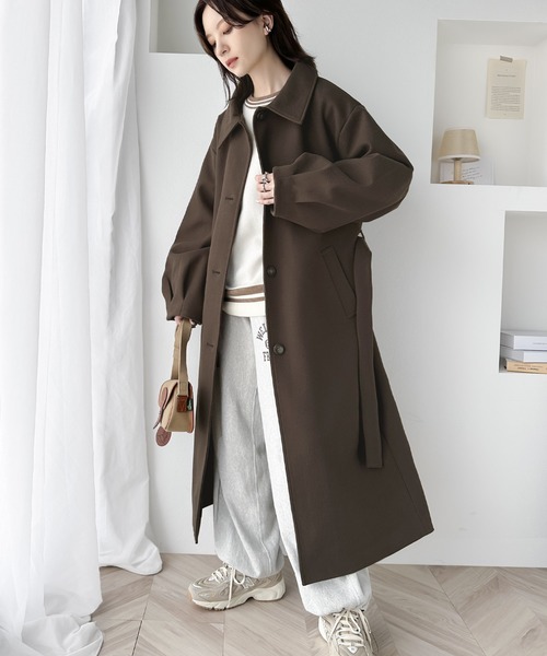 「classicalelf」 ステンカラーコート SMALL グレイッシュベージュ レディース_画像4