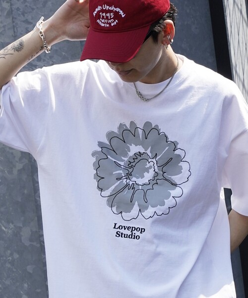 PUBLUX（パブリュクス） tシャツ Lovepop studio フラワー刺繍プリント