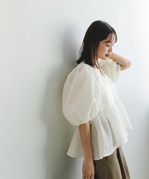 NOBLE ブラウス シャツ 「追加」「洗える」シアーノイズ