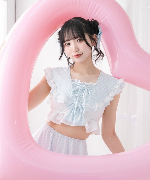 DearMyLove レースアップフリル水着 Lサイズ サイドレースアップフリルワンピース水着 – レディース