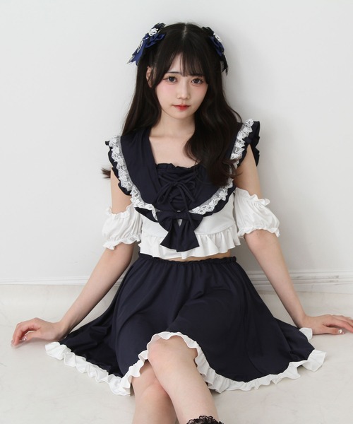 DearMyLove レースアップブラジャー 水着 チェック柄 DearMyLove レースアップブラジャー 水着 チェック柄