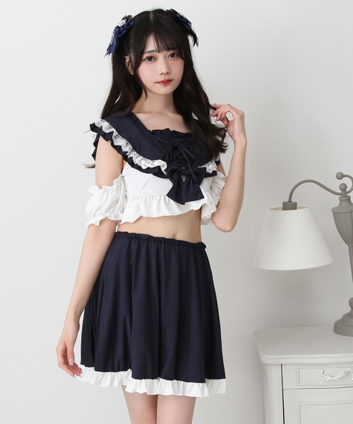 DearMyLove レースアップフリル水着 Lサイズ DearMyLove 水着 うさ耳フリルフィッシュテール水着 レディース