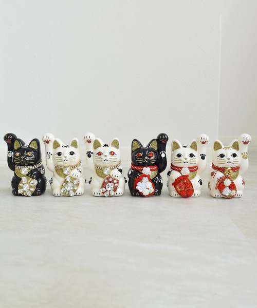 手毬 てめり 招き猫2点セット utatane インテリア 招き猫 ニコアンティーク×ご縁猫 ねこ球太郎