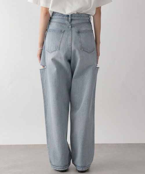 「LOWRYS FARM」 ダメージ加工デニムパンツ LARGE ブルー系その他 レディース