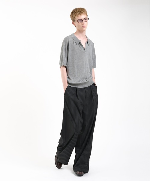 casperjohn ニットポロシャツ　Lサイズ Regen Glanz ポロシャツ skipper knit polo shirt/スキッパー