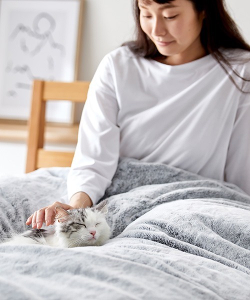 ベッド 寝具 まるで猫！のようなモフモフ掛け布団カバー｜シングル「猫