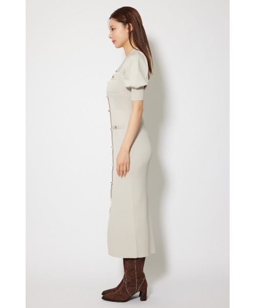 rienda ワンピース パフスリーブニットタイトワンピース 秋服