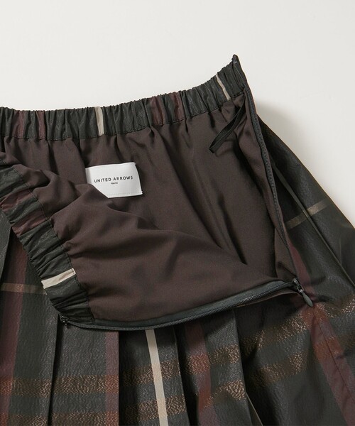 UNITED ARROWS スカート チェック タフタ プリーツスカート