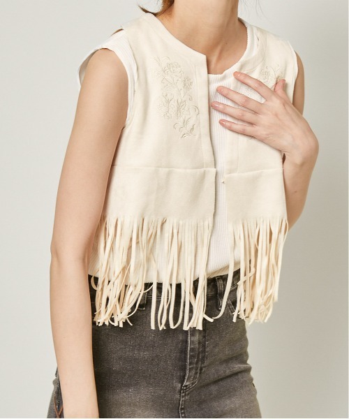 ベスト ジレ 「ヴィンテージムード×個性派フリンジ」主役級スエード