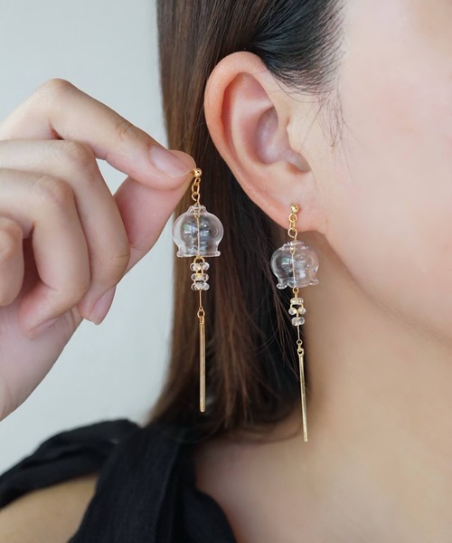 『JOLIE 』ピアス CERCA ピアス jolie minette/ふわり風鈴ピアス/ゴールド 金属