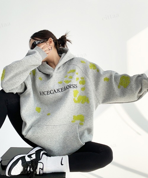 Dalfwin（ダールフィン） パーカー 韓国ファッション RICECAKEペイント