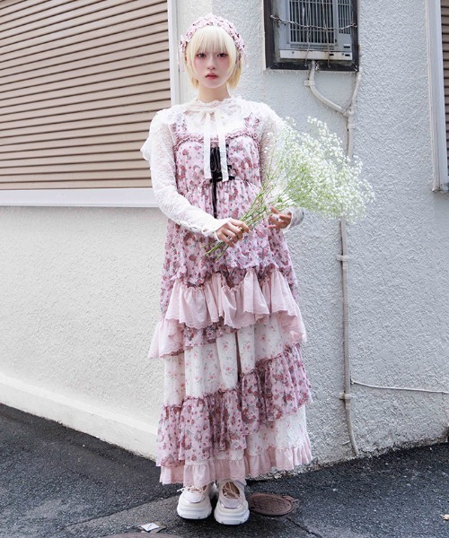 axes femme（アクシーズ ファム） スカート 小花×レースパッチワーク