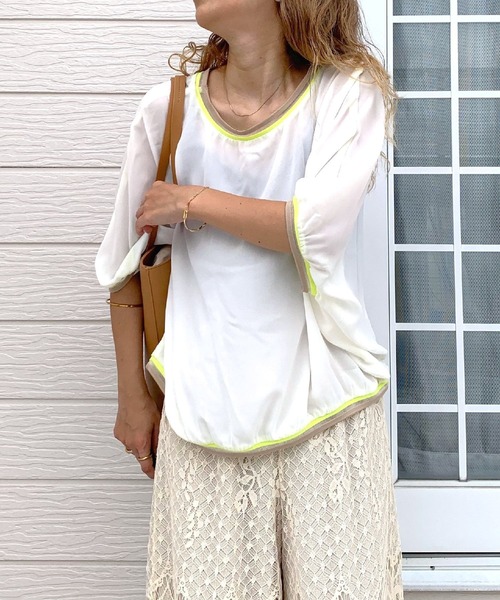 「Q」 7分袖ブラウス MEDIUM ホワイト レディース_画像5