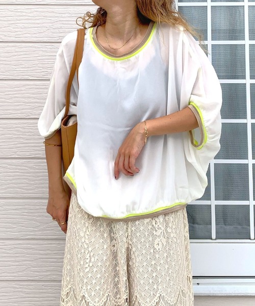 「Q」 7分袖ブラウス MEDIUM ホワイト レディース_画像6