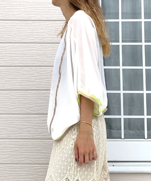 「Q」 7分袖ブラウス MEDIUM ホワイト レディース_画像8