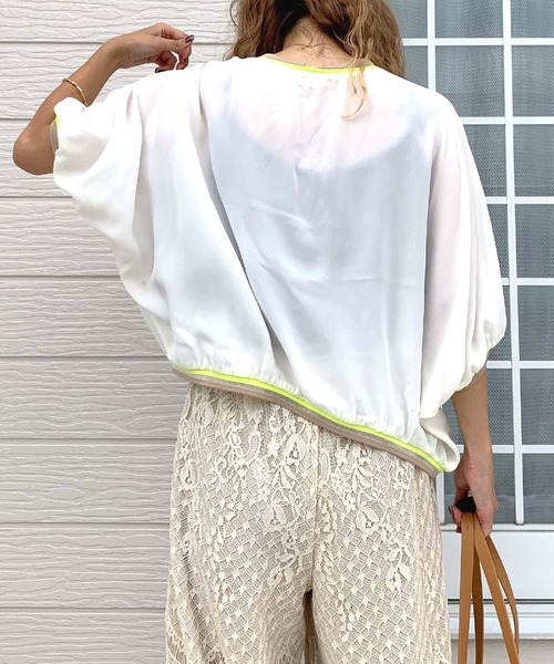 「Q」 7分袖ブラウス MEDIUM ホワイト レディース_画像9