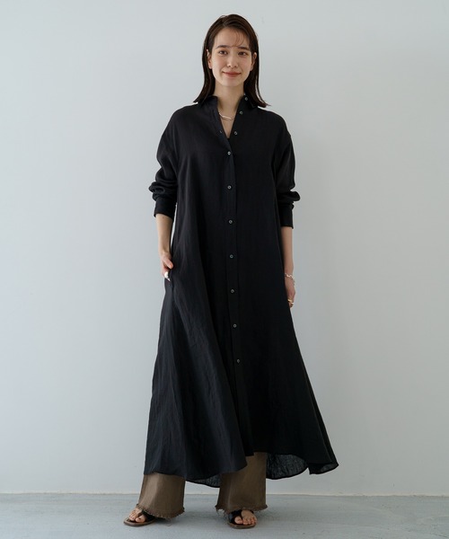 「LOUNGEDRESS」 シャツワンピース SMALL アイボリー レディース_画像4