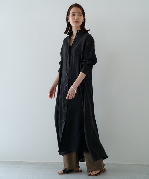 「LOUNGEDRESS」 シャツワンピース SMALL アイボリー レディース_画像6