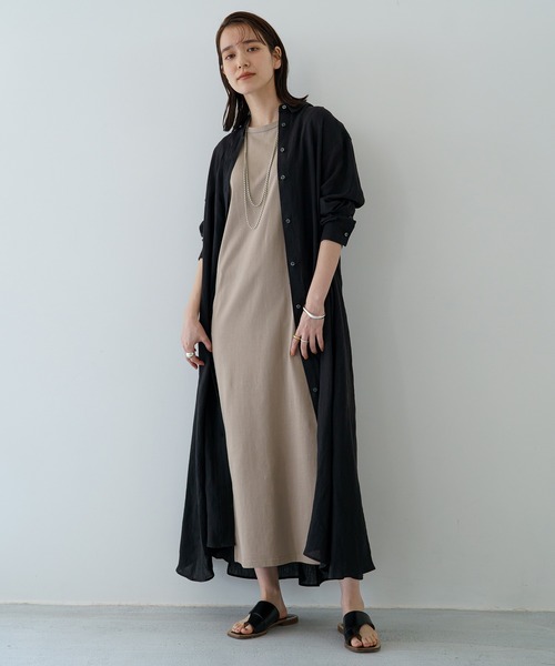 「LOUNGEDRESS」 シャツワンピース SMALL アイボリー レディース_画像8