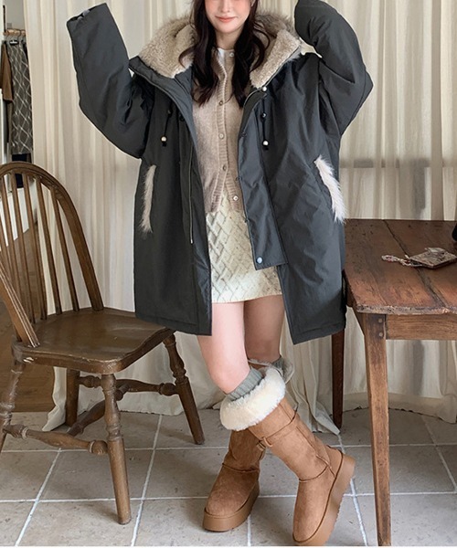 NEW GENTLEMAN ミリタリージャケット モッズコート オスロ ボアフード