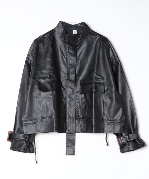 レザー調  セットアップ コーティングジャケット 光沢 y2k gossip!ロサンゼルス ジャケット テーラードジャケット Y2Kハイネック