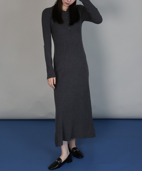 J by blue（ジェイバイブルー） ワンピース ポロリブニットワンピース