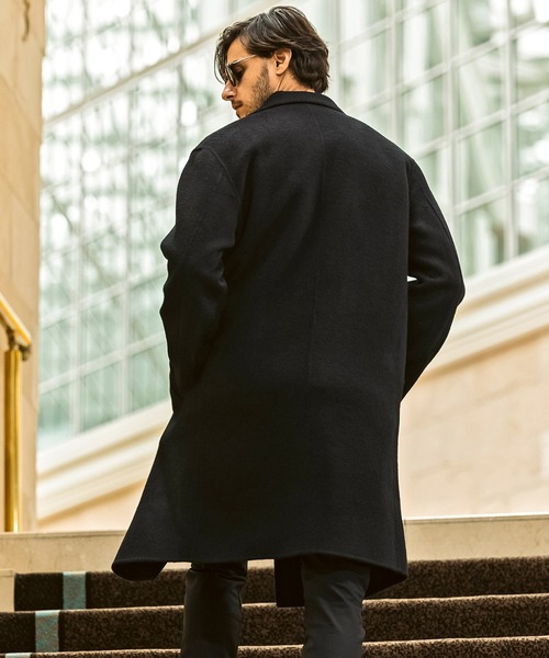 定価１０万円◆ＡＫＭ・ダブルブレストコート◆ウール＆ゴートレザー AKM Contemporary（エイケイエムコンテンポラリー） トレンチコート