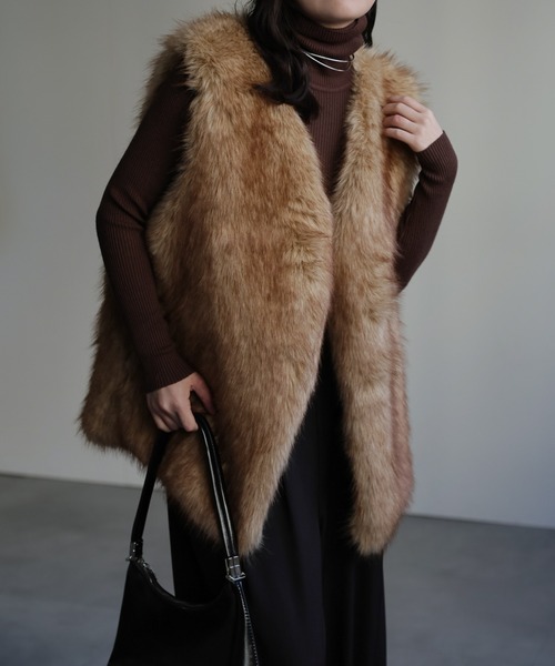 ap retro ベスト ジレ フォックスライクファーベスト レディース