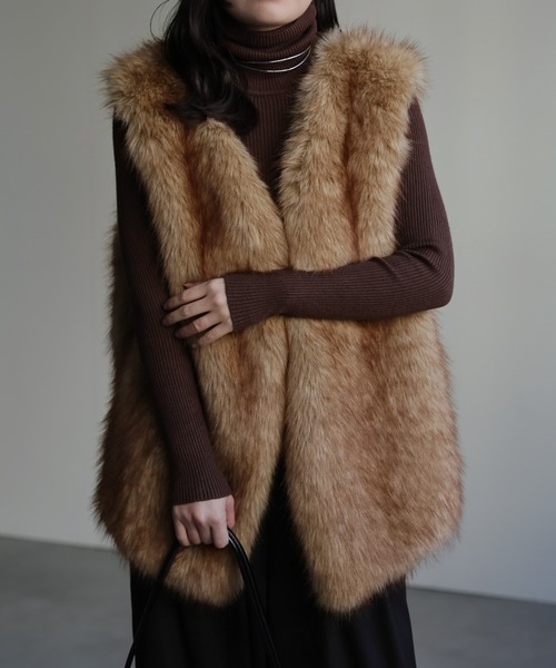 ap retro ベスト ジレ フォックスライクファーベスト レディース