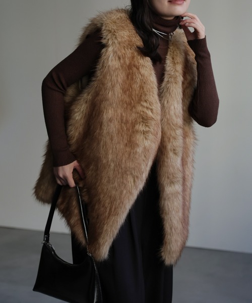 ap retro ベスト ジレ フォックスライクファーベスト レディース