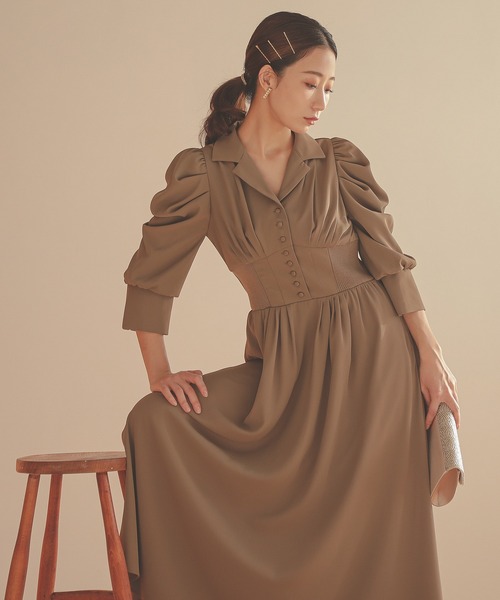 「Kana」 7分袖ワンピース S ブラック レディース_画像7