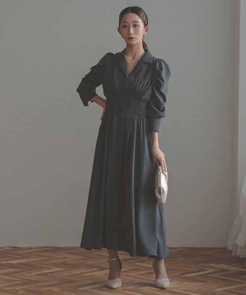 「Kana」 7分袖ワンピース S ブラック レディース_画像9