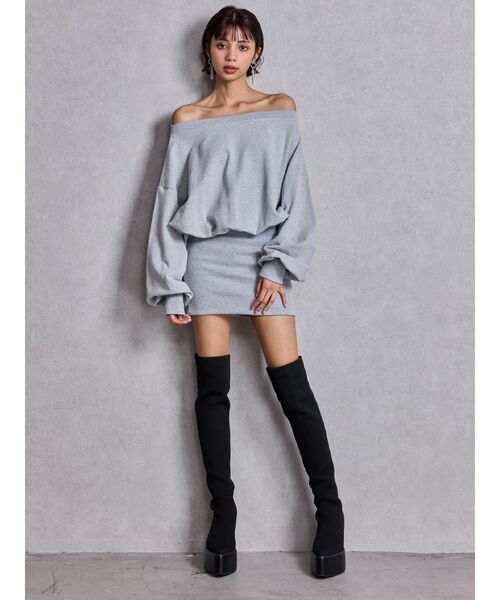 ‼️試着のみ美品‼️GYDA★ｶｯﾄｵﾌﾄﾞｯｷﾝｸﾞｽｳｴｯﾄﾜﾝﾋﾟｰｽF GYDA（ジェイダ） ワンピース GGドッキングオフショルスウェット