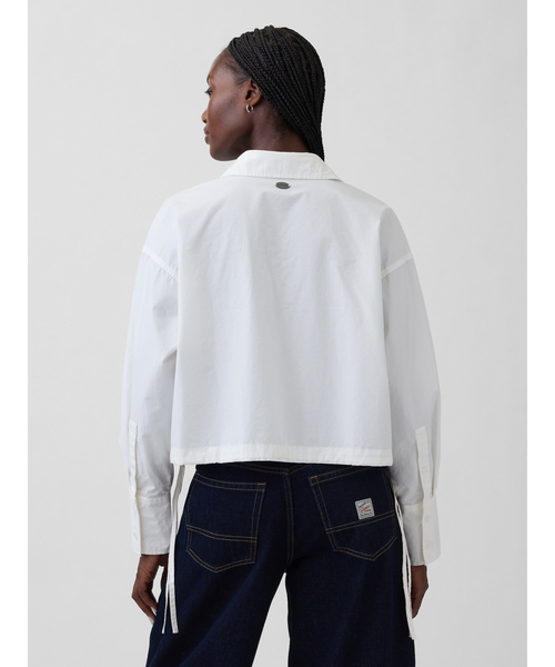 GAP（ギャップ） ブラウス シャツ ポプリン オーバーサイズ 裾リボン