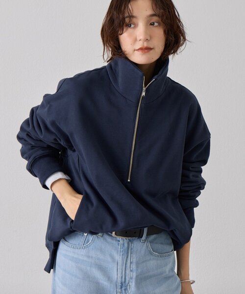 トレーナー スウェット 「A・MONN」「セットアップ着用可能」ZIP SWEAT プルオーバー レディースの画像
