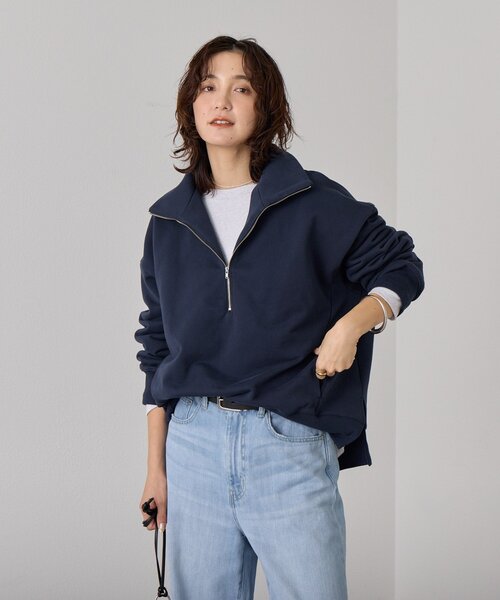 トレーナー スウェット 「A・MONN」「セットアップ着用可能」ZIP SWEAT プルオーバー レディースの画像