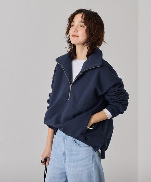 トレーナー スウェット 「A・MONN」「セットアップ着用可能」ZIP SWEAT プルオーバー レディースの画像