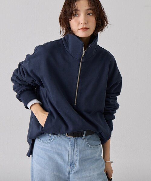 トレーナー スウェット 「A・MONN」「セットアップ着用可能」ZIP SWEAT プルオーバー レディースの画像