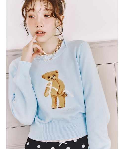 LILY BROWN（リリーブラウン） ニット セーター Lily Bearハートサテン