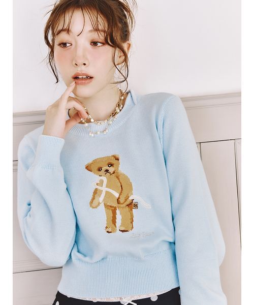 LILY BROWN（リリーブラウン） ニット セーター Lily Bearハートサテン
