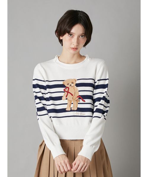 LILY BROWN（リリーブラウン） ニット セーター Lily Bearハートサテン