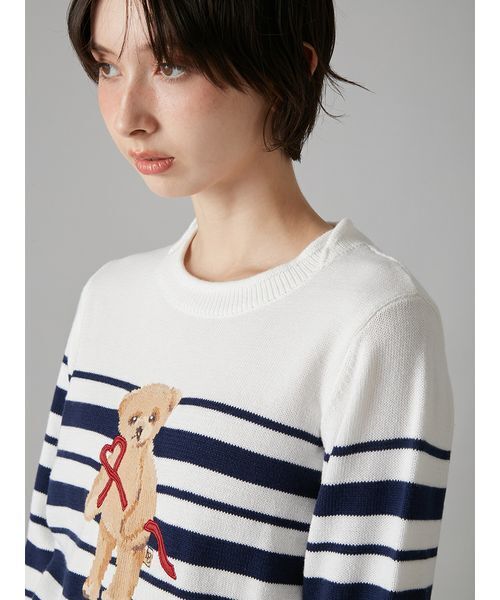 LILY BROWN（リリーブラウン） ニット セーター Lily Bearハートサテン